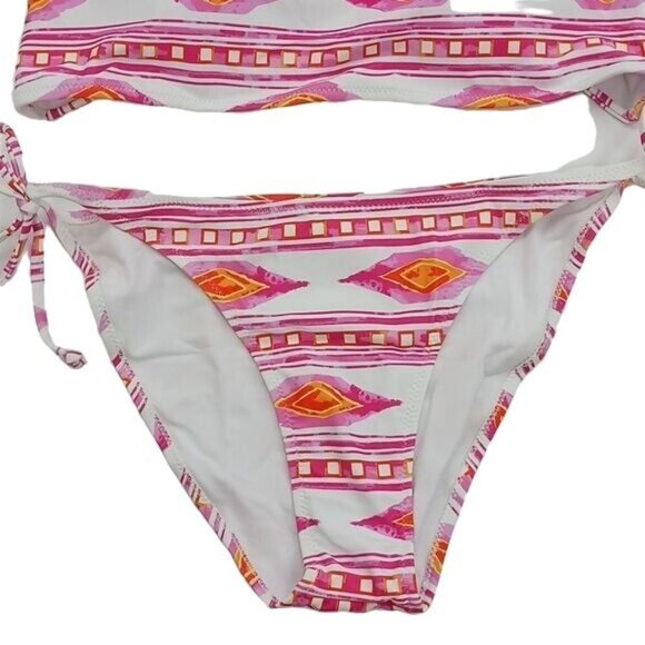 Cupshe Bikini Cheeky String Pink White Geometric Beach Summer Womens Size 2XL - Picture 2 of 6